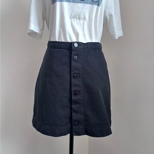 American Apparel Black Mini Jean Button-Front Skirt Size M